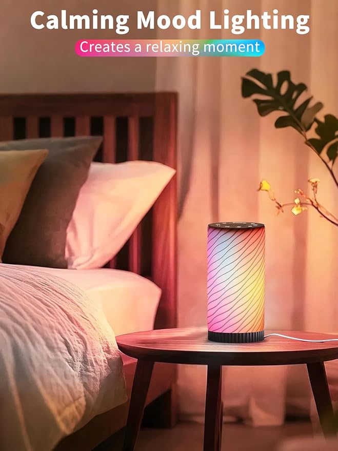 Touch Small Lamp for Bedroom, White Noise Sleep Sound Machine with Mood Night Lighting, Modern Bedside Table Lamp with Bluetooth Speaker, 20 Brightness & 30 Volume, Night Lights for Adults/Kids - Bloomnest