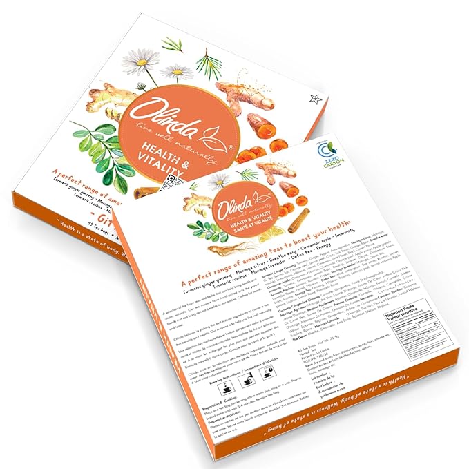 Olinda Health & Vitality Tea Gift Box Tea Samplers Tea Bags Low Caffeine Detox Energy Tea Natural Herbal Gift Set Premium 9 Variety Pack Individually Wrapped 45 Tea Bags 1 Tea Box Tea Gifts for Women - Bloomnest
