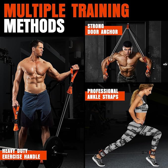 Heavy Resistance Bands for Working Out, 300LBS Exercise Bands with Handles, Workout Bands for Men, Weight Fitness Bands Set for Muscle Training, Strength, Slim, Yoga, Home Gym Equipment - Bloomnest
