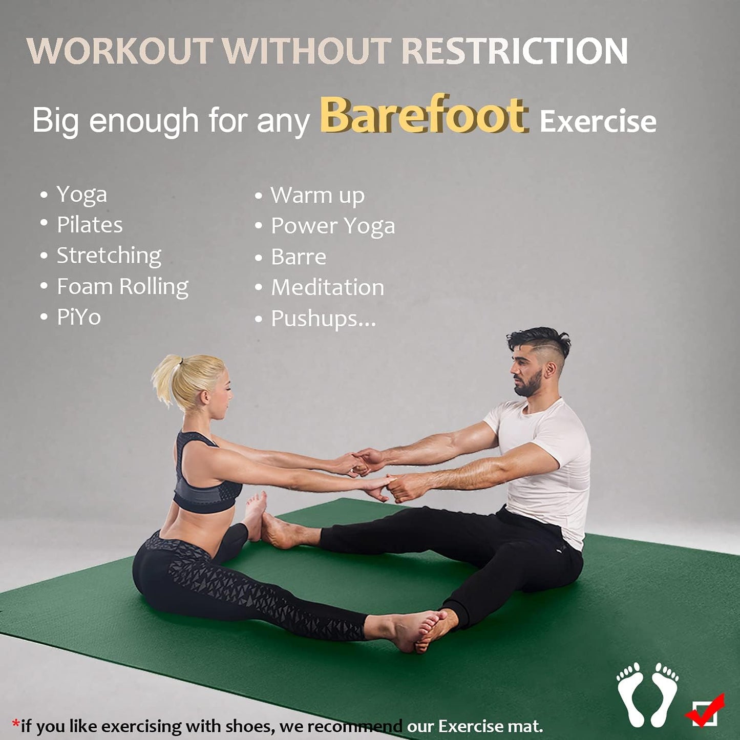 GXMMAT Large Yoga Mat 12'x6'/10'x6'/6'x8'(7mm), Extra Thick Workout Mats for Home Gym Flooring, Ultra Comfortable Non-Slip Quick Resilient Barefoot Wide Exercise Mat for Pilates, Stretching,Meditation