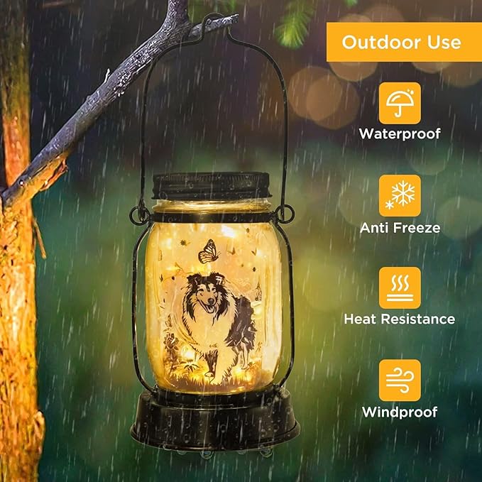 Sheltie Gifts for Women/Men Sheltie Solar Lanterns Dog Mom Birthday Dog Lovers Lantern Pet Loss Pet Memorial Lights Solar Garden Decoration for Yard, Patio,Backyard,Porch Torches - Bloomnest
