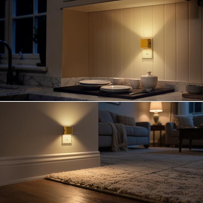 DORESshop LED Night Lights Plug into Wall [2 Pack], Plug in Nightlight, 3 Level Brightness Adjustable Night Light, Dusk to Dawn Sensor, Nightlights for Adults, Bedroom, Bathroom, Hallway, 3000K - Bloomnest