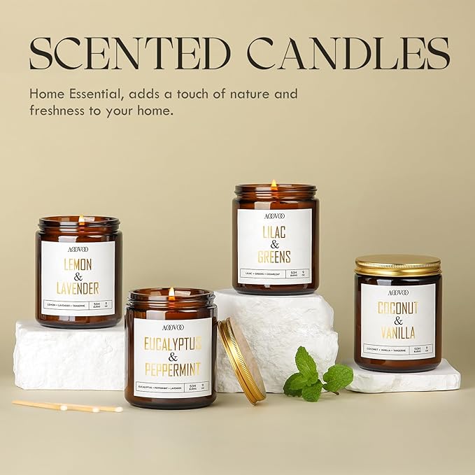 AOOVOO Coconut Vanilla Candles - 9 oz Scented Candles, Aromatherapy Candle, Soy Candle for Home Scented - Bloomnest