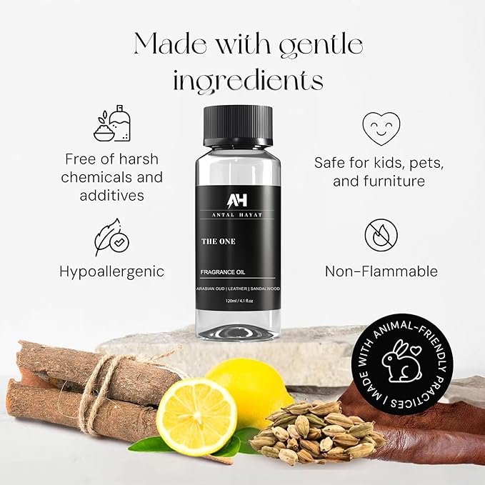 The One Hotel Scent Diffuser Oil 120ml - Aromatherapy Fragrance Inspired by 5-Star Hotels - Notes of Cardamom, Leather, Lemon, Cinnamon & Sandalwood - Inspired by Luxury Hotel The One Diffuser Scent - Bloomnest