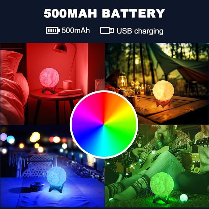 Moon Lamp Upgrade 18 Colors, Gifts for Girls Boys Kids Women Birthday, Teen Girl Gifts Trendy Stuff, Cool Astronomy Gifts, Shelf Decor, Remote & Touch Control Moon Night Light, Diameter 4.8 inch - Bloomnest