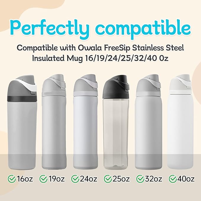 2 Sets Replacement Stopper and O Ring Gasket Compatible with Owala FreeSip 24oz 32oz,Water Bottle Lid Insert Cap Rubber Seal Parts for Owala 16/19/24/32/40oz Mouthpiece Accessories F9 Frokolla