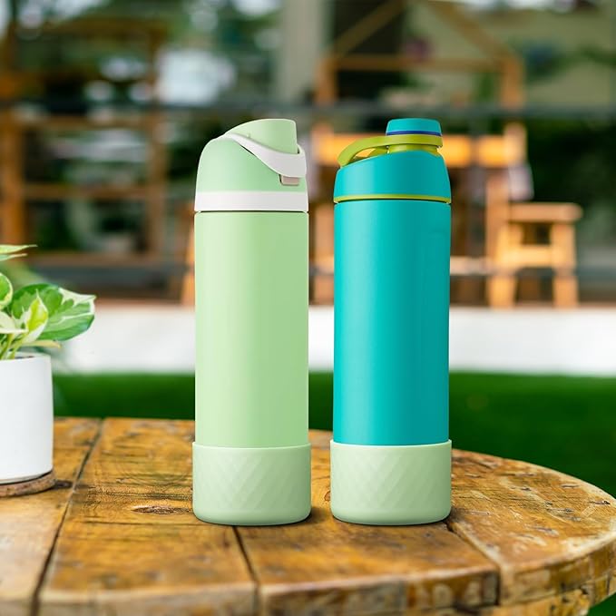 2PCS Silicone Water Bottle Boot for Owala 24oz 32oz 40oz, Anti-Slip Protective Sleeve Bottom Bumper Protector for FreeSip, Twist, and Flip Stainless Steel Water Bottles Alwenid
