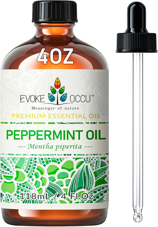 EVOKE OCCU Peppermint Oil 4 Fl Oz - for Spray Diffuser Aromatherapy Hair and Skin Care - Kitchen Garden Car - 100% Pure and Natural - Bloomnest