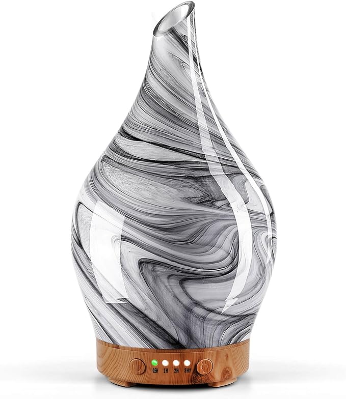 Porseme 150ml Essential Oil Diffuser Glass Color Changing Aroma Air Diffusers Aromatherapy Ultrasonic Cool Mist Humidifier 6 Running Hours Waterless Auto-Off for Sleeping, Yoga, Office, Spa (Ink) - Bloomnest