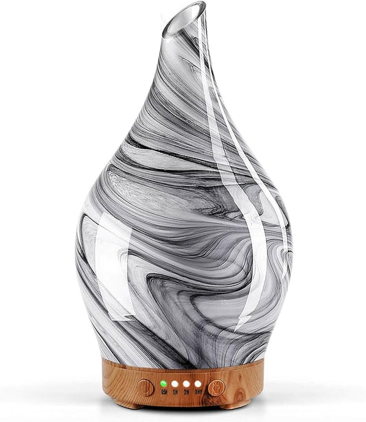 Porseme 150ml Essential Oil Diffuser Glass Color Changing Aroma Air Diffusers Aromatherapy Ultrasonic Cool Mist Humidifier 6 Running Hours Waterless Auto-Off for Sleeping, Yoga, Office, Spa (Ink) - Bloomnest