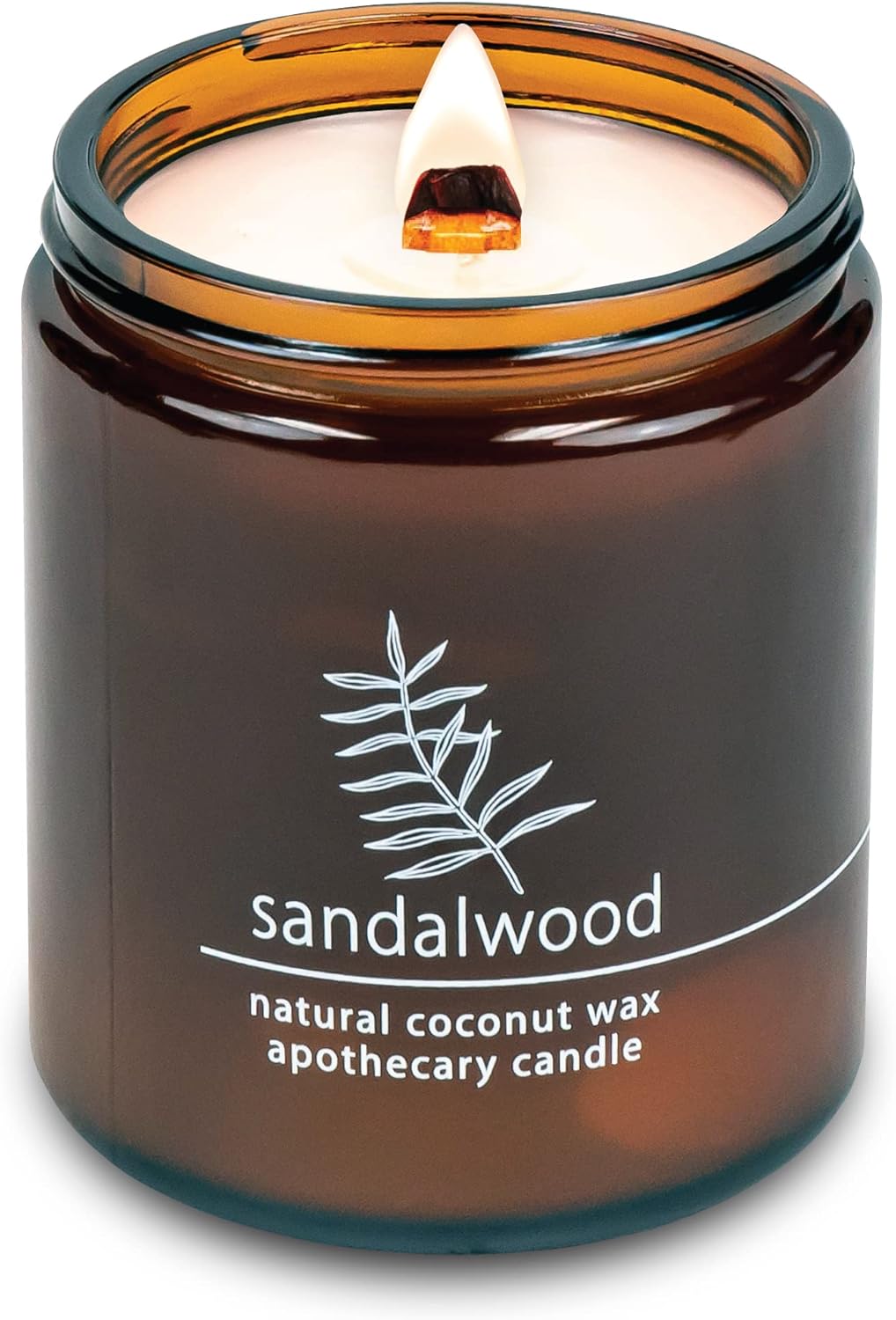 Hemlock Park Crackling Wood Wick Candle Handcrafted with Natural Coconut Wax (Standard 8 oz, Sandalwood)