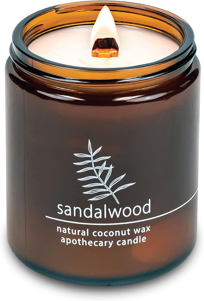 Hemlock Park Crackling Wood Wick Candle Handcrafted with Natural Coconut Wax (Standard 8 oz, Sandalwood) - Bloomnest