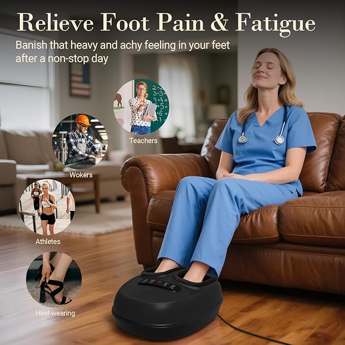 Foot Massager with Heat, Shiatsu Feet Massager with Remote, Adjustable Kneading Compression Foot Massage Machine for Plantar Fasciitis Neuropathy Pain, Fits Up to 13"