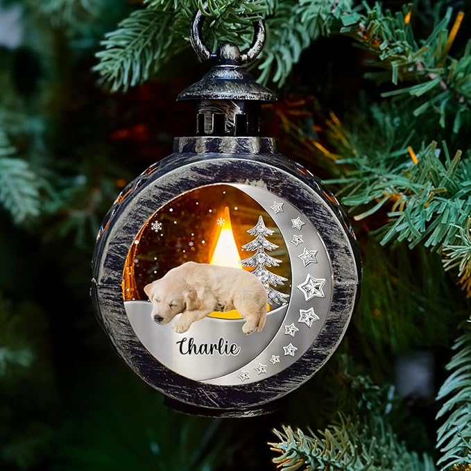 WRAPPINESS Personalized Sleeping Dog Christmas Lantern for Dog Lovers, Custom Photo Memorial Lantern Loss of Dog, Deepest Sympathy Gift for Pet Loss, Hardest Goodbye Dog Remembrance Gift - Bloomnest
