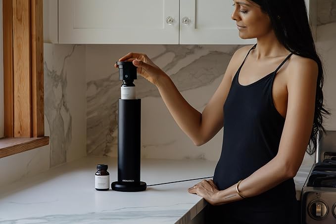 AromaTech New AroMini BT Plus Scent Diffuser w/Bluetooth – Cold-Air Diffusion Scent Machine for Home, Office, Hotel, Spa – Nebulizing Diffusion System for Essential Oil Blends (Black) - Bloomnest