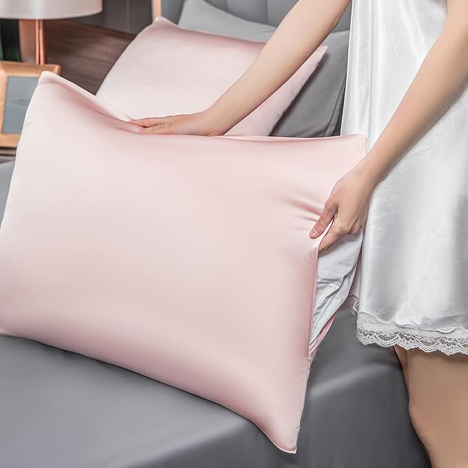 Mulberry Silk Pillowcase for Hair and Skin,Queen Size Cooling Silk Pillow Case with Hidden Zipper,Allergen Proof Dual Sides Soft Breathable Smooth Silk Pillow Cover for Women(Queen,Beige) - Bloomnest