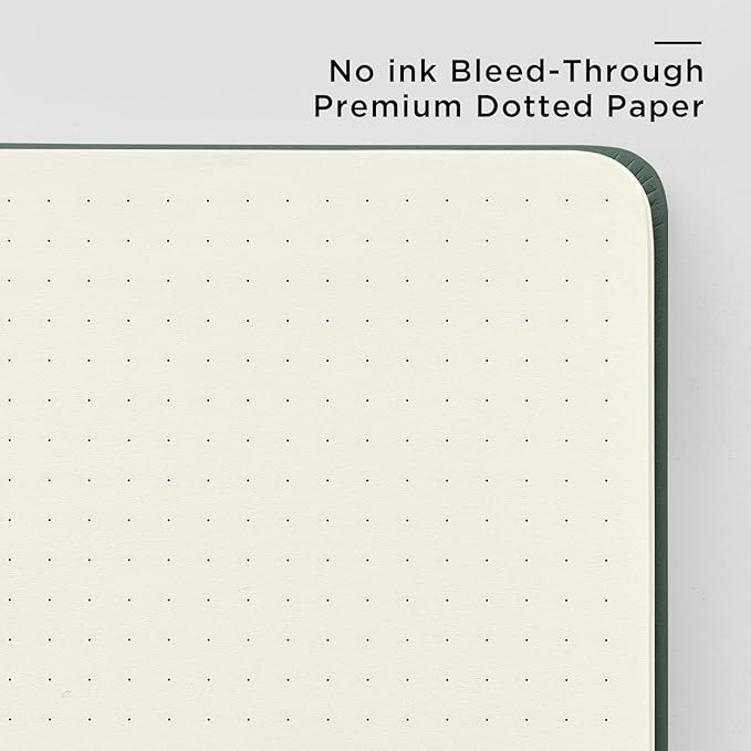 &And Per Se Dotted Journal Notebook (10 packs), A5 Hardcover Leather Bullet Dotted Journal, 160 Pages 100GSM Thick Paper, 3 Sheets of Stickers Included - 5.7'' x 8'' (Green) - Bloomnest