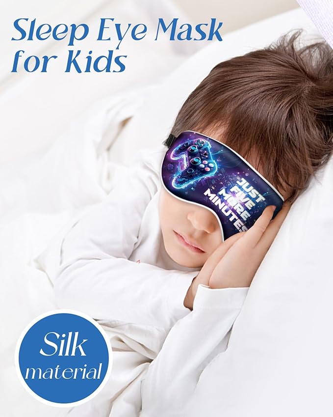 Kids Sleep Mask - Silk Eye Mask for Kids Cute Cartoon Cool Kawaii Soft Smooth Lightweight Boys Girls Teens Sleeping Mask with Adjustable Straps, Game - Bloomnest