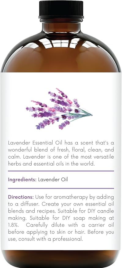 Handcraft Blends Lavender Essential Oil in Glass Bottle – Huge 16 Fl Oz – 100% Pure and Natural – Premium Grade Oil for Diffuser and Aromatherapy, Skin, Massage, Candle and Soap Making Fragrance - Bloomnest