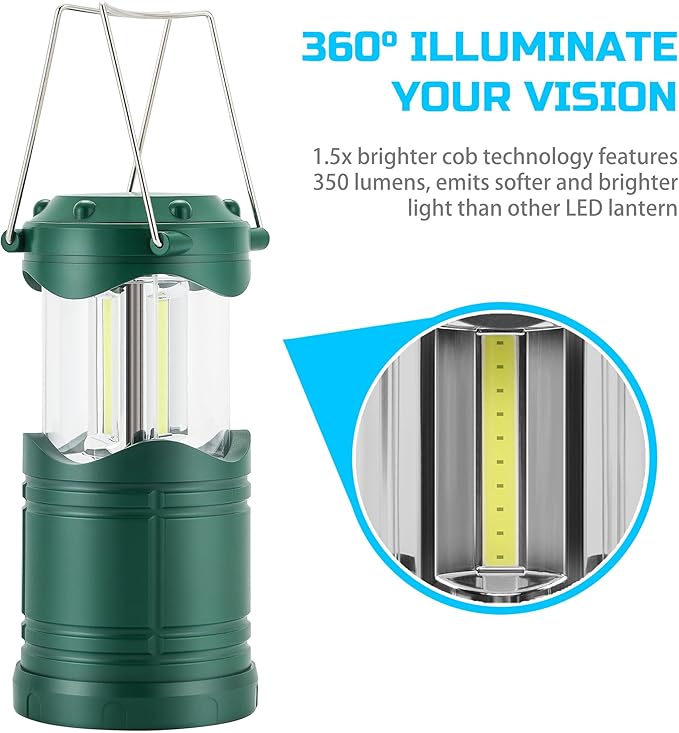 Lichamp LED Camping Lantern, 4 Pack Battery Powered Flashlight for Power Outages, Portable Collapsible Hanging Light Essential for Home, Outdoor, Emergency Lamp Survival Kit Gear for Hurricane, C5 - Bloomnest