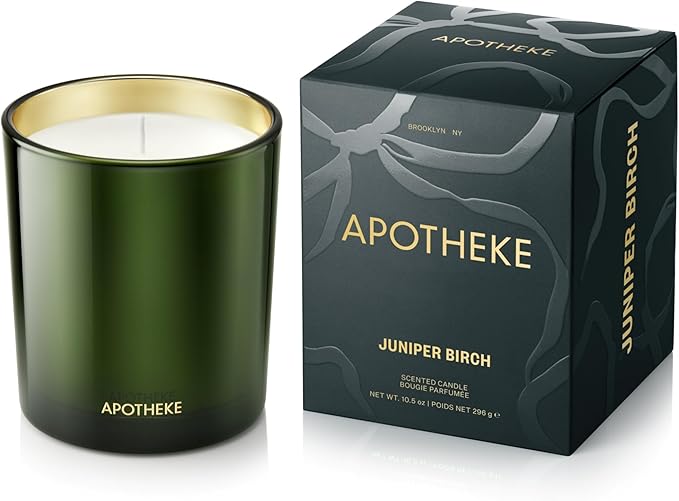 Apotheke Signature Candle Scented Candles for Home, Juniper Birch - 10.5 oz Seasonal Soy Wax Jar Candle - Long-Lasting Fall Scented Fragrance with Perfume-Grade Essential Oils - Bloomnest