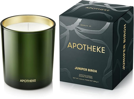 Apotheke Signature Candle Scented Candles for Home, Juniper Birch - 10.5 oz Seasonal Soy Wax Jar Candle - Long-Lasting Fall Scented Fragrance with Perfume-Grade Essential Oils - Bloomnest