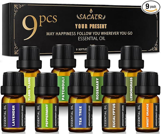 Essential Oils Set -Natural Essential Oils -Perfect for Diffusers, Aromatherapy,Humidifiers,Massage,Skin & Hair Care, DIY Candle and Soap Making,9x5 ML(0.17oz - Bloomnest