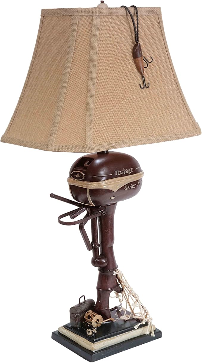 BLACK FOREST DECOR - Vintage Motor Boat Lamp - Nautical Lamp for Cabin, Living Room, Nightstand, Desk, 30" x 16" x 11" - Bloomnest
