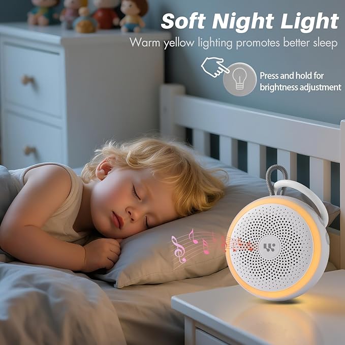 White Noise Machine - Portable Sound Machine for Baby Adult, 20 Non-looping Soothing Sound, Noise Canceling for Sleeping, Sound Therapy for Office Home, Travel, Registry Gift (White)