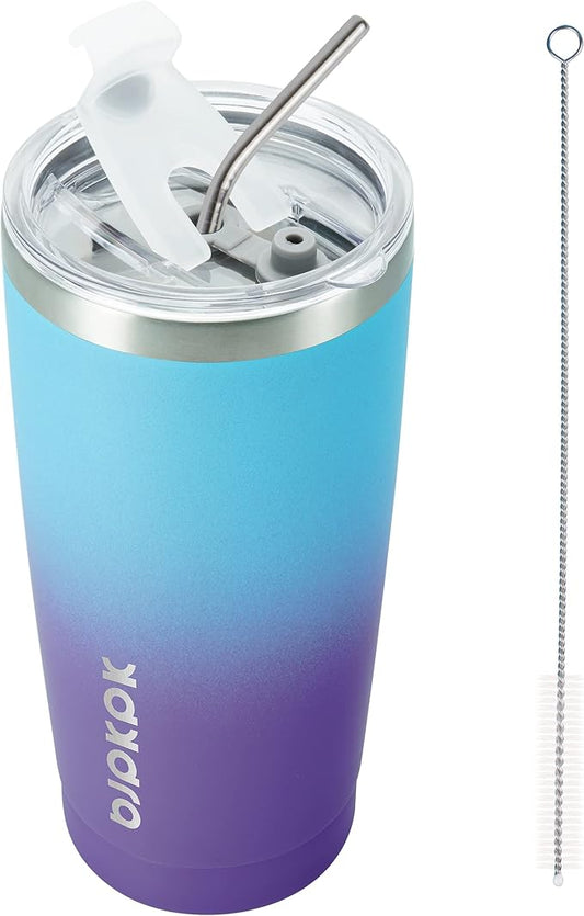 BJPKPK 20 oz Stainless Steel Vacuum Insulated Tumblers with Lids and Straw Reusable Travel Water Mug Double Wall Coffee Cup for Women and Men,Ocean Dream - Bloomnest