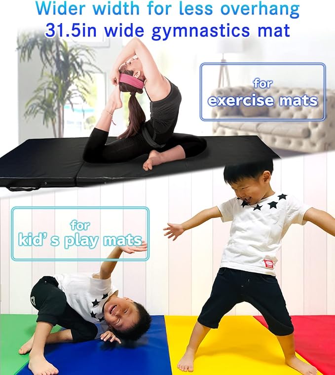 Gymnastics Mat Folding Stretch Mats 71"x31"x2" Exercise Muscle Training Children Play Horizontal Bar Mat Yoga Sports Soundproof Home Use - Bloomnest