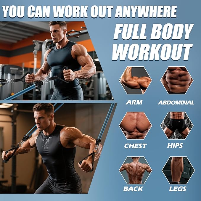 WHATAFIT Resistance Bands, Exercise Bands，Resistance Bands for Working Out, Work Out Bands with Handles for Men and Women Fitness, Strength Training Home Gym Equipment - Bloomnest
