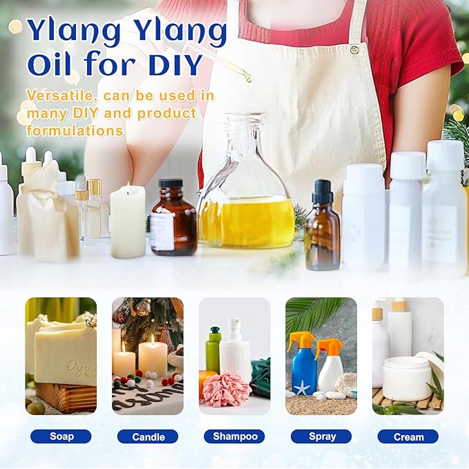 HIQILI Ylang-Ylang Essential Oil, Long-Lasting Scent for Diffusers, Perfumes, Aromatherapy, DIY - 1.01 Fl Oz - Bloomnest