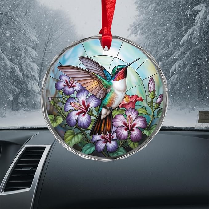 Hummingbird Glass Ornament – Handcrafted Hanging Decoration, Elegant Keepsake with Unique Hummingbird Design, for Home, Holiday Tree, or Special Occasion - Bloomnest