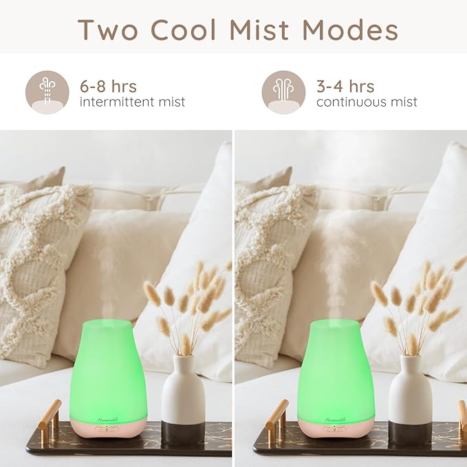 Homeweeks Diffusers, 100ml Colorful Essential Oil Diffuser with Adjustable Mist Mode,Auto Off Aroma for Bedroom/Office/Trip (100 ML 1 Pack) - Bloomnest