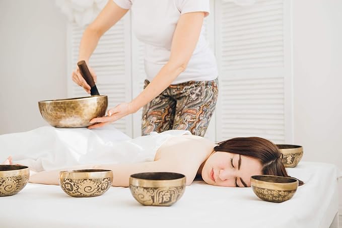 10" Large Master Healing Hand hammered Tibetan Singing Bowl ~ Great for Meditation, Yoga, Sound Bath, Mindfulness, Relaxation ~ Cushion, Wooden Mallet & Drumstick Included - Bloomnest