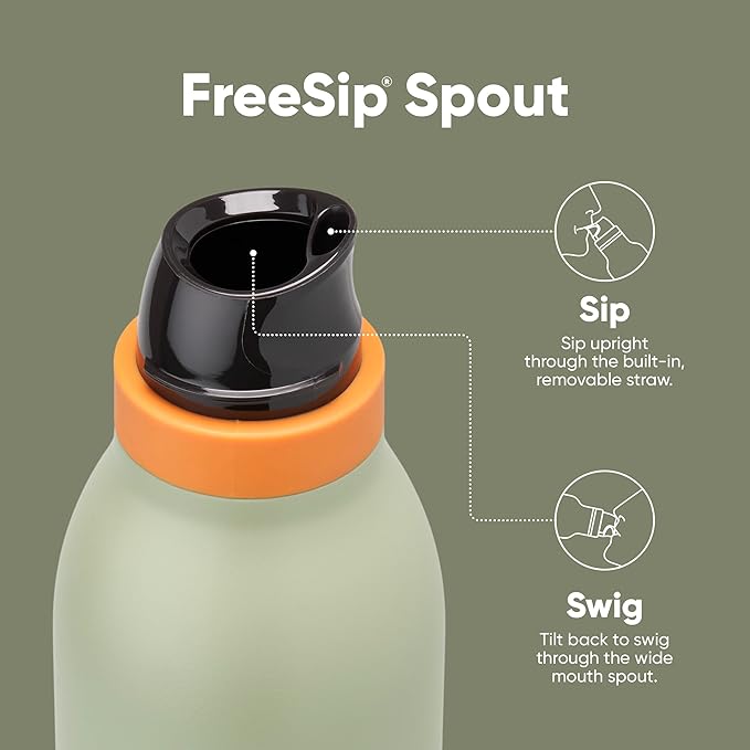 Owala FreeSip Twist Insulated Stainless Steel Water Bottle with Straw for Sports and Travel, BPA-Free, 18-oz, Blue/Green (Camo Cool) Owala