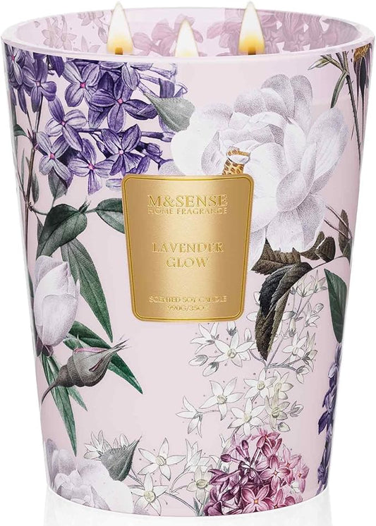 M&SENSE Extra Large Lavender Soy Candles for Home Scented 35oz 150 Hour Long Lasting Slow Burning, 3-Wick Natural Aromatherapy Candle Highly Scented Home Fragrance Gift for Women Men - Bloomnest