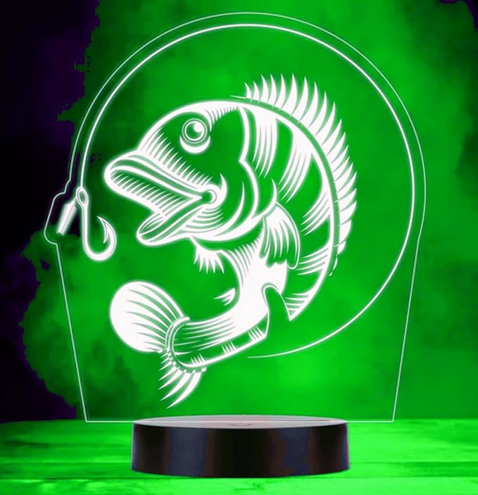 3D Fishing Fish Night Light Optical Illusion Led Lamp 16 Colors Changing Birthday Xmas Gift for Boys and Girls Kids Children Room Decor - Bloomnest