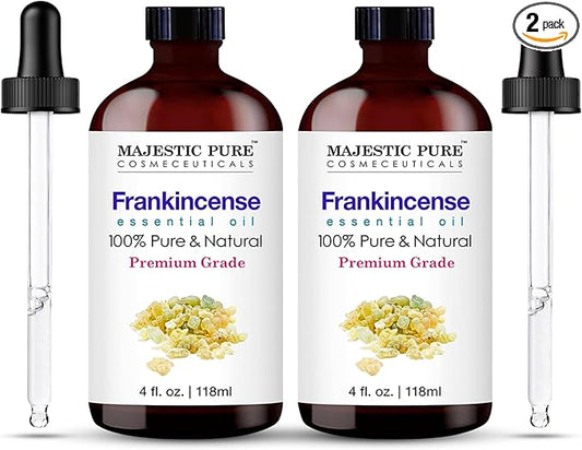 Majestic Pure Essential Oil with Glass Dropper - 100% Pure and Natural - Essential Oils for Diffuser, Aromatherapy, Soap and Candle Making, Frankincense Essential Oil, Frankincense Oil, 4FlOz Pack of2 - Bloomnest