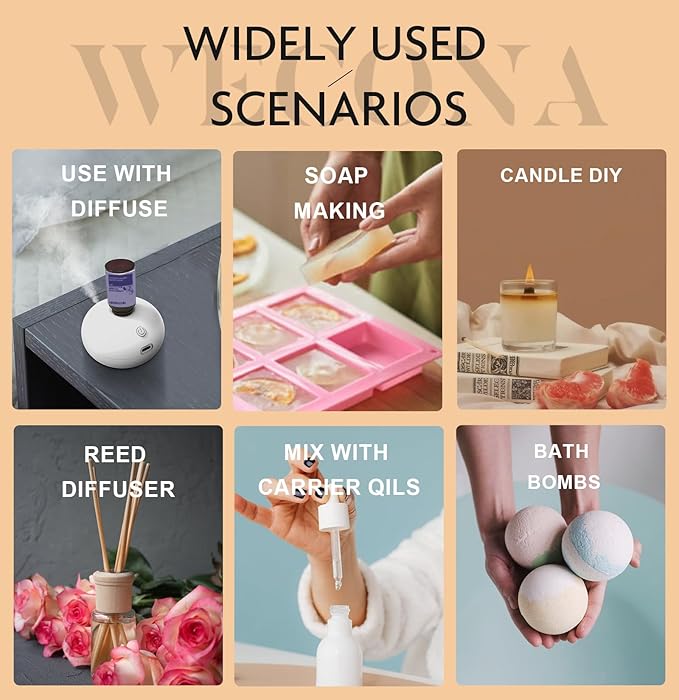 Pure Essential Oil Set - Essential Oils for Diffusers Aromatherapy and Humidifiers with Bonus Oil Opener - Relaxation, Mood Enhancement - DIY Candle and Soap Making WECONA-NaturalRemedies