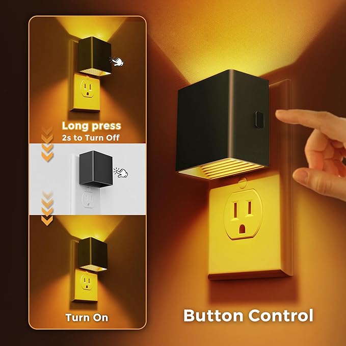 L LOHAS LED Night Light,Night Lights Plug into Wall,[2-Pack] Dimmable Night Light with Light Sensor,1800K Amber Light,Modern Nightlight for Bathroom Hallway Kitchen - Bloomnest