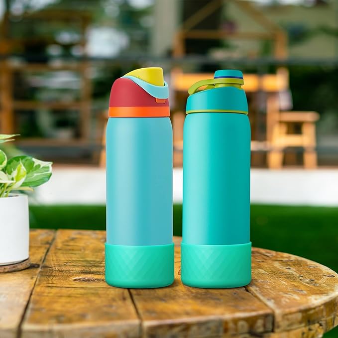 2PCS Silicone Water Bottle Boot for Owala 24oz 32oz 40oz, Anti-Slip Protective Sleeve Bottom Bumper Protector for FreeSip, Twist, and Flip Stainless Steel Water Bottles Alwenid