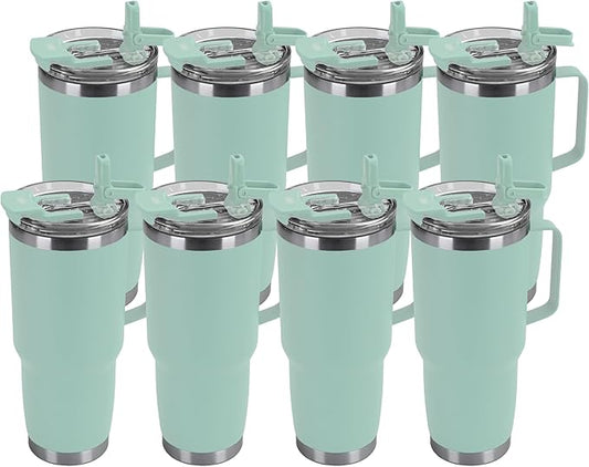 HASLE OUTFITTERS 30oz Tumbler Bulk with Handle, Insulated Travel Coffee Mug Set with Handle Leak-Proof Double Wall Stainless Steel Vacuum Tumblers Pack Metal Cup for Hot and Cold Drink - Bloomnest
