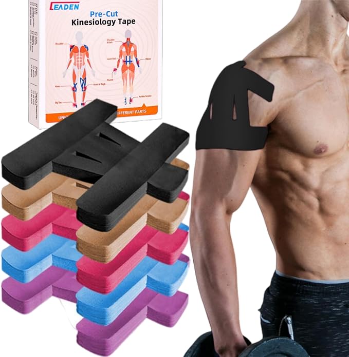 IEADEN Precut Kinesiology Tape for Shoulder, 10 Pcs - Shoulder Support & Stability, Shoulder Pain Relief Athletic Tape - Waterproof & Elastic, Breathable Hypoallergenic Latex-Free Tape, Black - Bloomnest