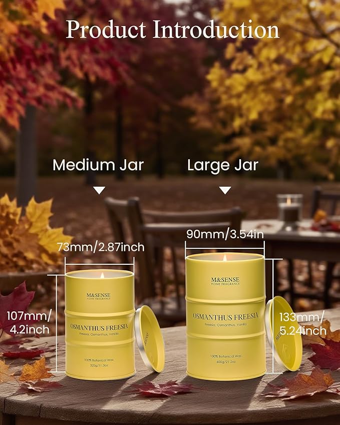 M&SENSE Osmanthus Freesia Scented Candles Natural Non Toxic, Aromatherapy Candle for Stress Relief Meditation Relaxing, Housewarming Gifts for Women Men, 11.3oz 70 Hour Long Burning - Bloomnest