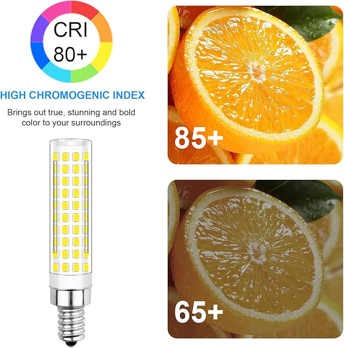 E12 LED Bulbs Dimmable 100W 120V C7 Equivalent Energy Saving LED Chandelier Light Bulbs, 12W 1200LM Daylight White 6000K T6 LED Light Bulbs for Ceiling Fan Pendant Lighting Salt Lamp, Pack of 4 - Bloomnest