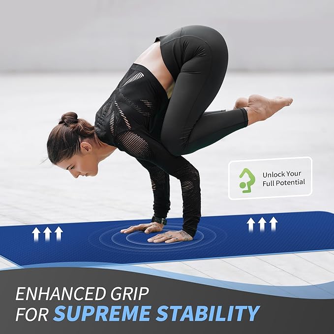 CAMBIVO Yoga Mat for Women Men Kids, 1/3 & 1/4 & 2/5 Inch Extra Thick Yoga Mat Non Slip, 72" x 24" TPE Yoga Mats, Workout Mat with Carrying Strap for Yoga, Pilates and Floor Exercises - Bloomnest