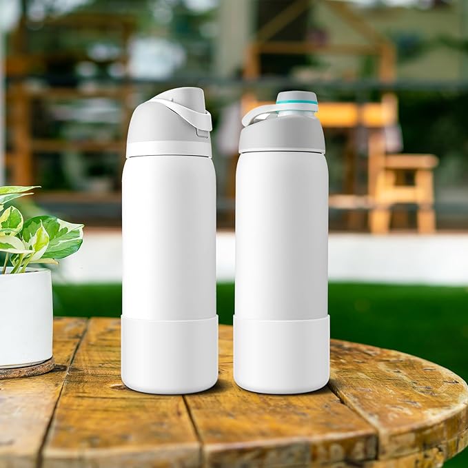 2PCS Silicone Water Bottle Boot for Owala 24oz 32oz 40oz, Anti-Slip Protective Sleeve Bottom Bumper Protector for FreeSip, Twist, and Flip Stainless Steel Water Bottles Alwenid