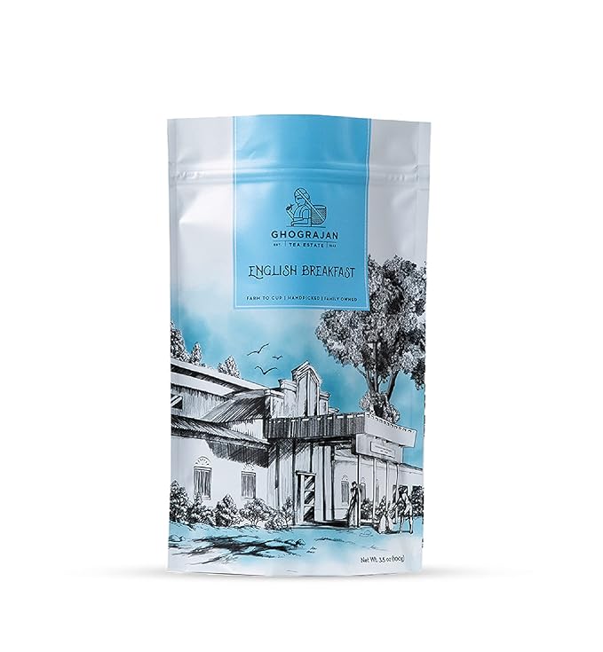 English Breakfast Loose Leaf Black Tea (200+ Servings) - Fresh Harvest - Strong Full Bodied Whole Leaf Assam Black Tea - Farm2Cup from 5th Generation Tea Farm - Bulk Pack - 1 Pound Sealable Pouch - Bloomnest